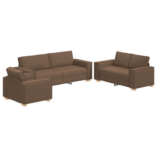 3 Personers Sofasæt Med Puder Brun Stof