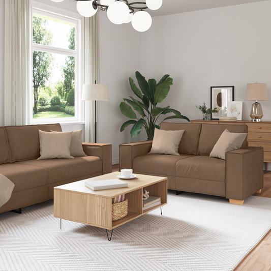 3 Personers Sofasæt Med Puder Brun Stof