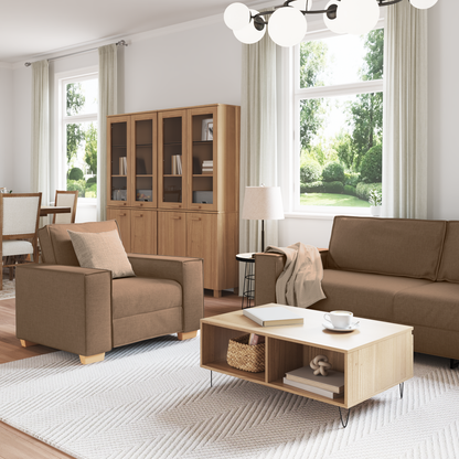 3 Personers Sofasæt Med Puder Brun Stof