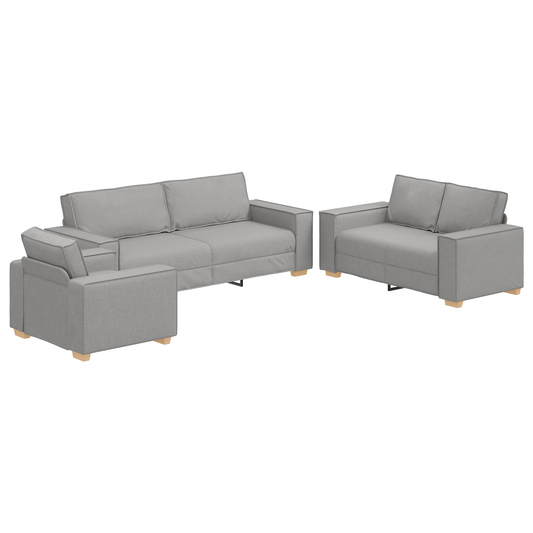 3-Stykke Sofasæt Med Puder I Skygrå Stof