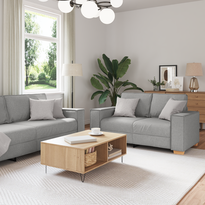 3-Stykke Sofasæt Med Puder I Skygrå Stof
