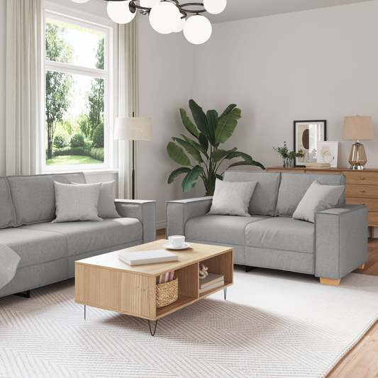 3-Stykke Sofasæt Med Puder I Skygrå Stof