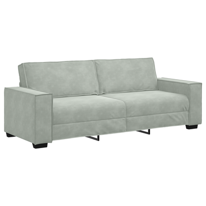 3 Personers Sofa Sæt Med Puder Lys Grå Fløjl