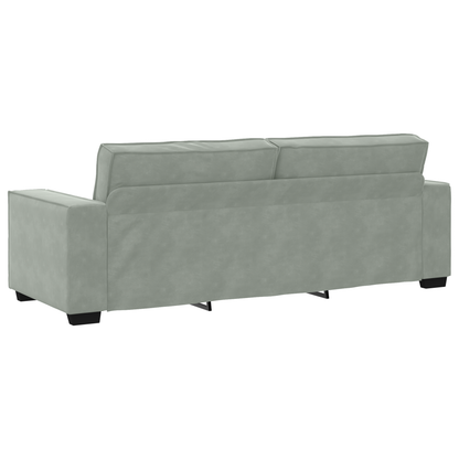 3 Personers Sofa Sæt Med Puder Lys Grå Fløjl