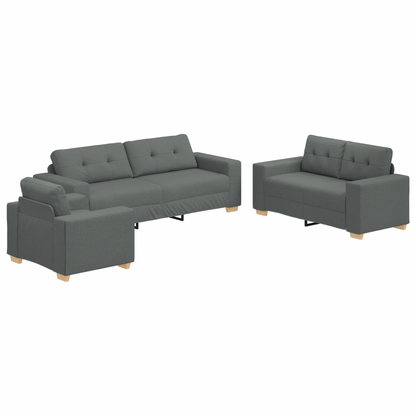3-Delt Sofasæt Med Puder I Mørkegrå Stof