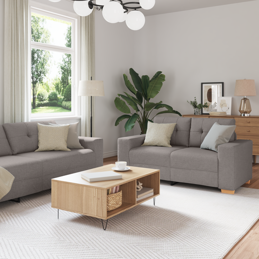 3-Delt Sofasæt Med Puder I Taupe Stof