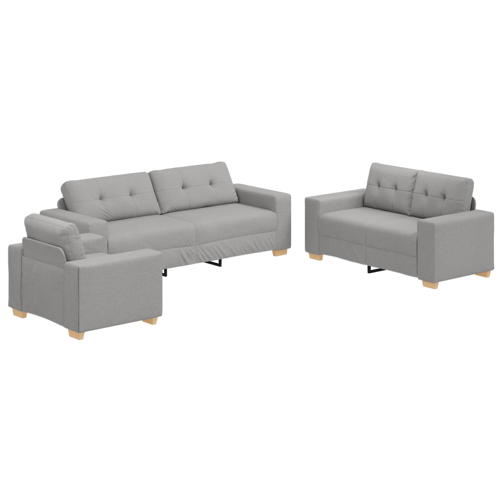 Sofa Sæt Med Pude Med Pude 3 Pcs Grå Stof - Billede 2