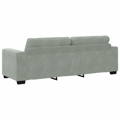3-Delt Sofasæt Med Puder Lys Grå Velvet