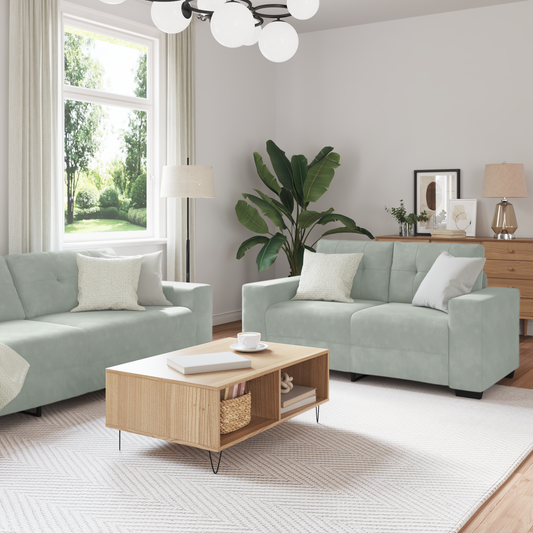 3-Delt Sofasæt Med Puder Lys Grå Velvet