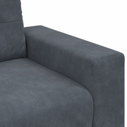3 Personers Sofa Sæt Med Puder Mørkegrå Fløjl