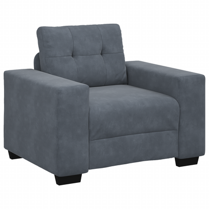 3 Personers Sofa Sæt Med Puder Mørkegrå Fløjl
