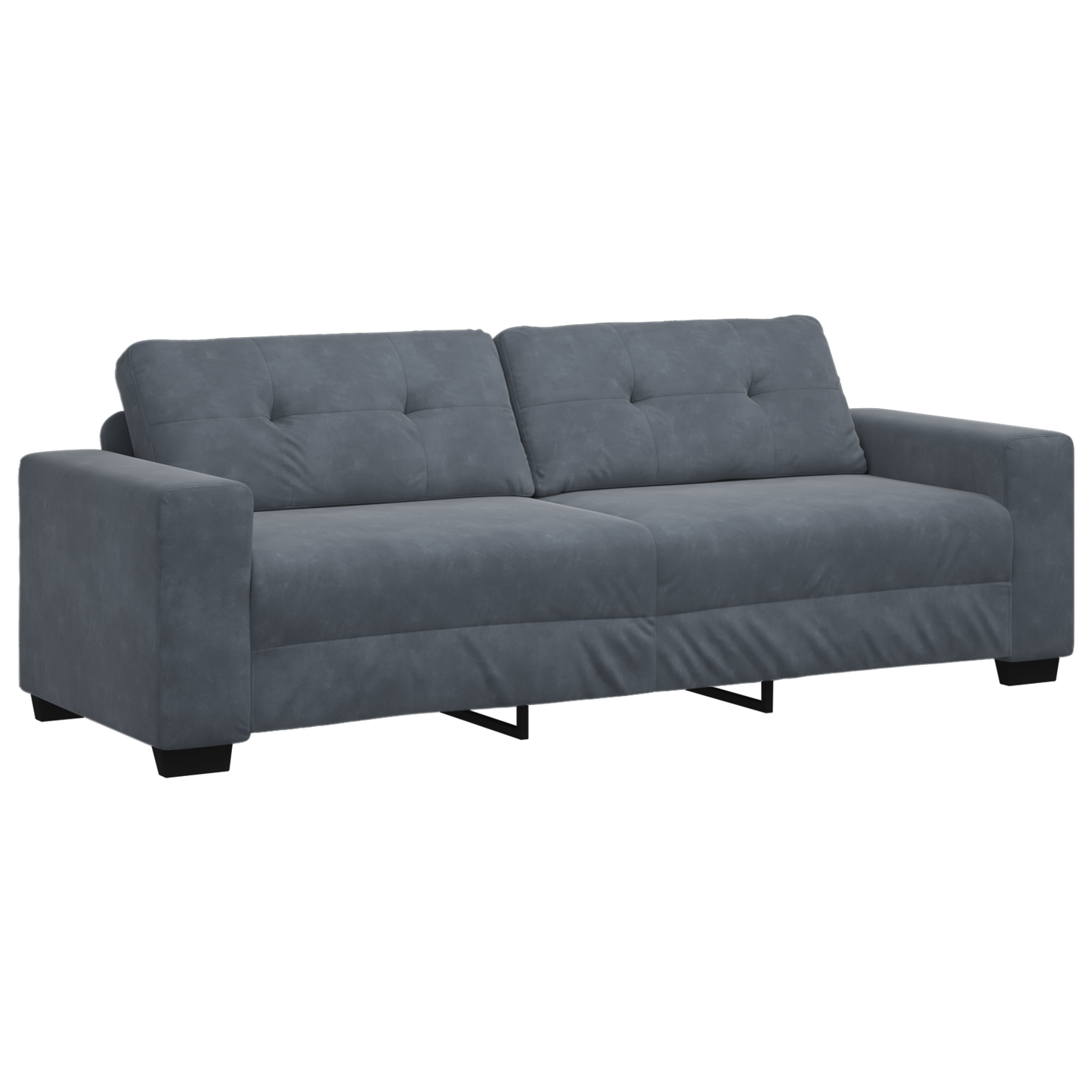 3 Personers Sofa Sæt Med Puder Mørkegrå Fløjl