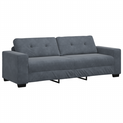 3 Personers Sofa Sæt Med Puder Mørkegrå Fløjl