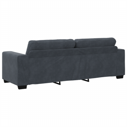 3 Personers Sofa Sæt Med Puder Mørkegrå Fløjl
