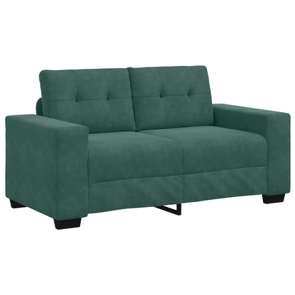 3-Delt Sofa Sæt Med Puder Mørkegrøn Fløjl