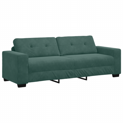 3-Delt Sofa Sæt Med Puder Mørkegrøn Fløjl