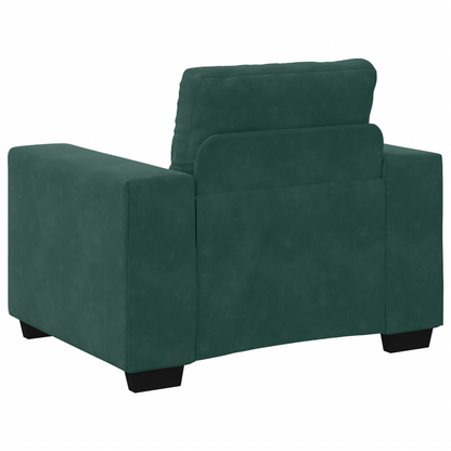 3-Delt Sofa Sæt Med Puder Mørkegrøn Fløjl