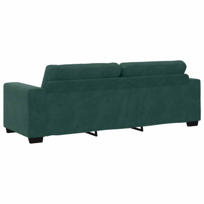 3-Delt Sofa Sæt Med Puder Mørkegrøn Fløjl