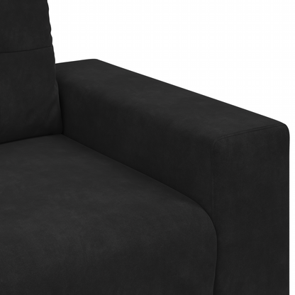 3-Delt Sofa Sæt Med Puder Sort Fløjl
