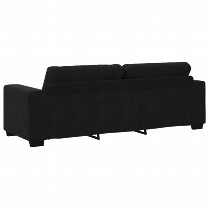 3-Delt Sofa Sæt Med Puder Sort Fløjl