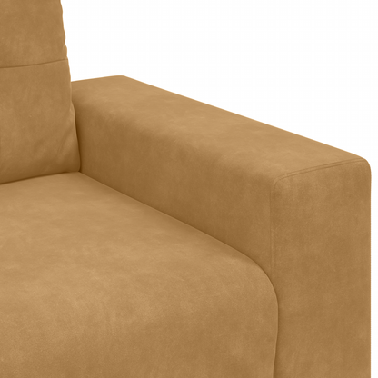 3-Delt Sofa Sæt Med Puder Brun Fløjl