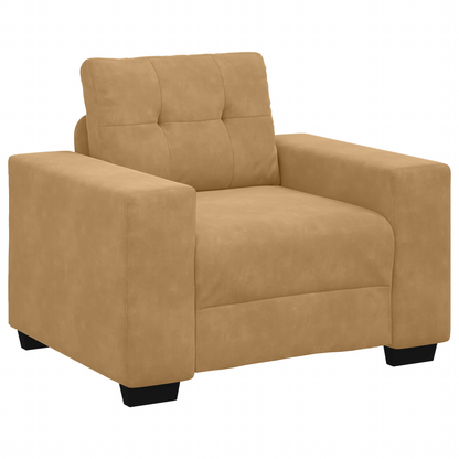 3-Delt Sofa Sæt Med Puder Brun Fløjl