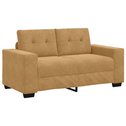 3-Delt Sofa Sæt Med Puder Brun Fløjl