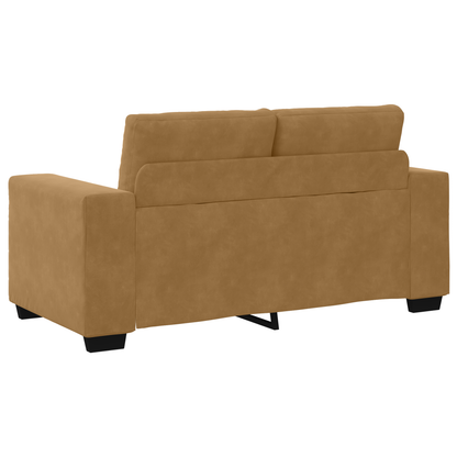 3-Delt Sofa Sæt Med Puder Brun Fløjl