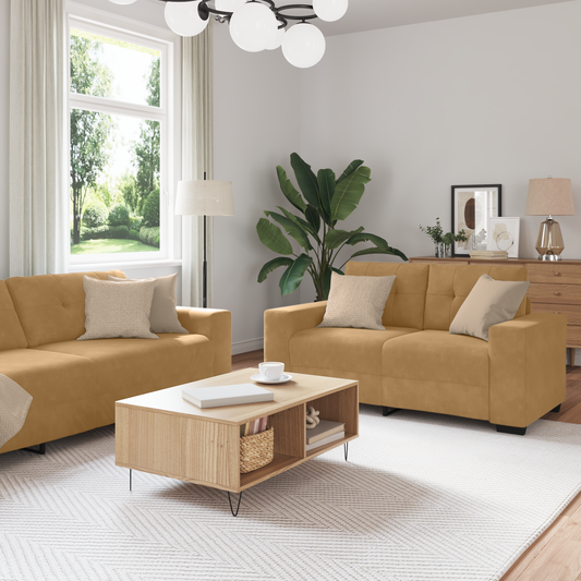 3-Delt Sofa Sæt Med Puder Brun Fløjl
