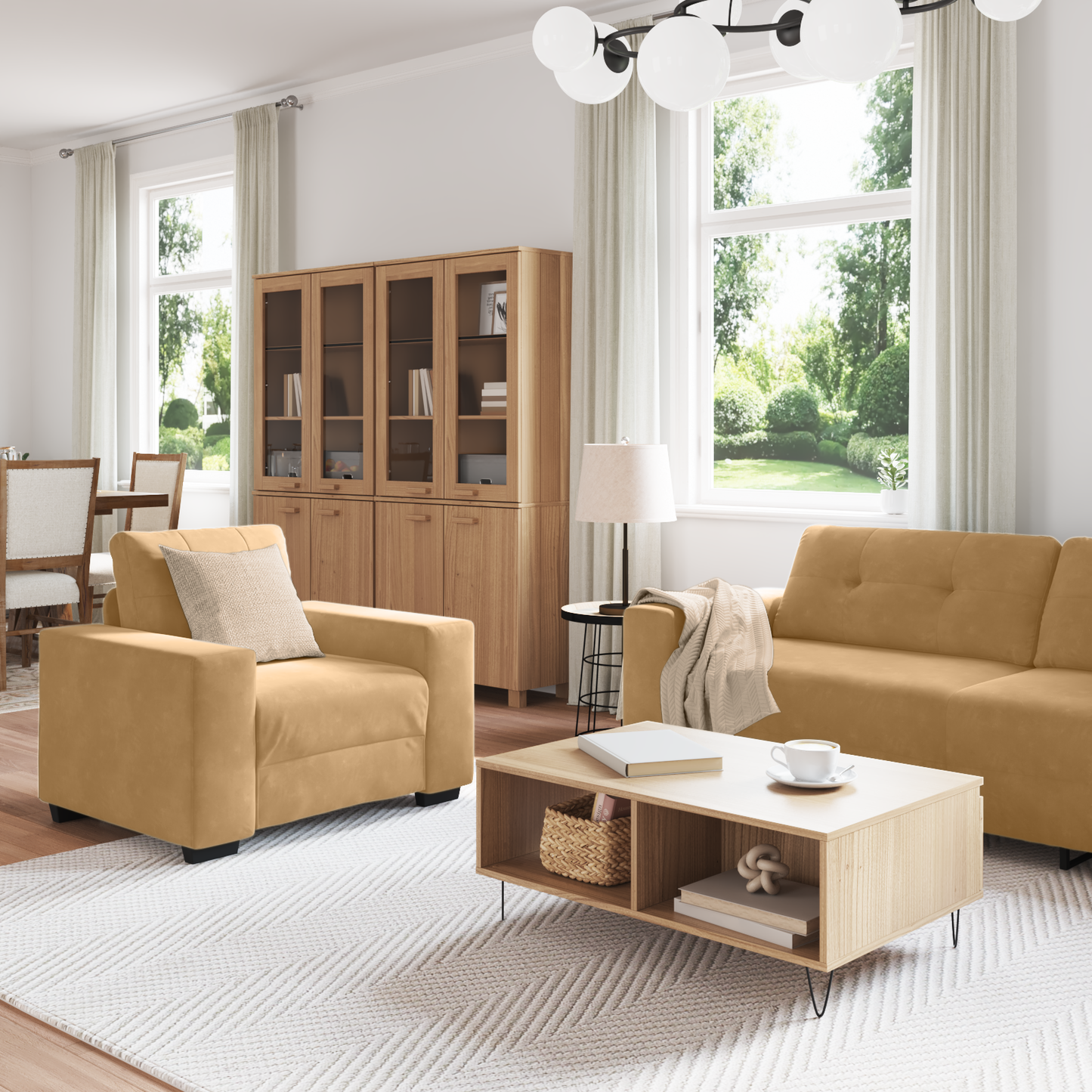3-Delt Sofa Sæt Med Puder Brun Fløjl