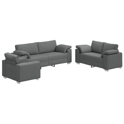 3-Personers Sofa Sæt Med Puder - Mørkegrå Stof