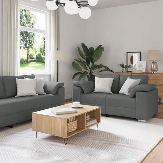 3-Personers Sofa Sæt Med Puder - Mørkegrå Stof