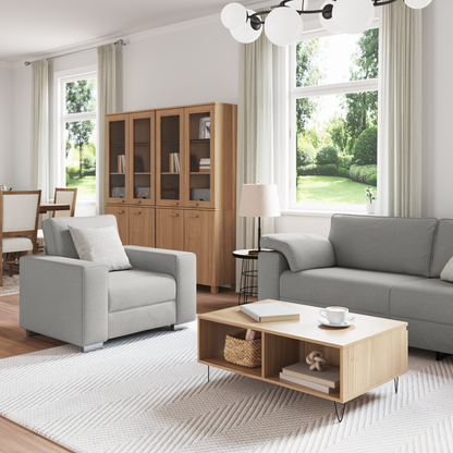3-Delt Sofasæt Med Puder I Lysegrå Stof