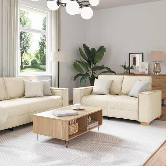 2-Personers Sofa Sæt Med Puder I Linned