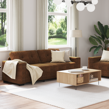 2-Delt Sofasæt Med Puder I Brun Kunstlæder