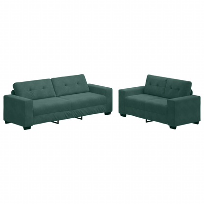 2-Delts Sofa Sæt Med Puder Mørkegrønt Fløjl
