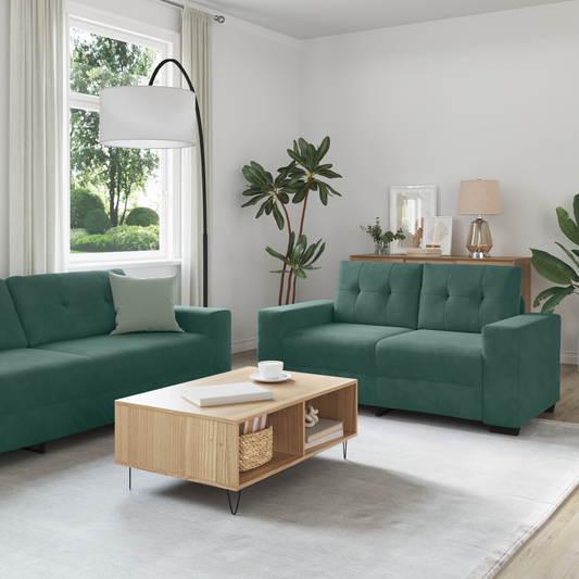 2-Delts Sofa Sæt Med Puder Mørkegrønt Fløjl