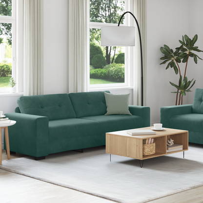 2-Delts Sofa Sæt Med Puder Mørkegrønt Fløjl