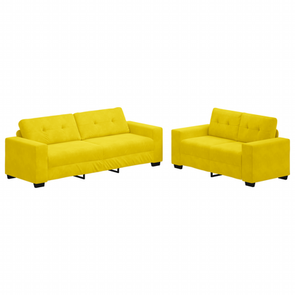 2 Personers Sofa Sæt Med Puder Gul Velour