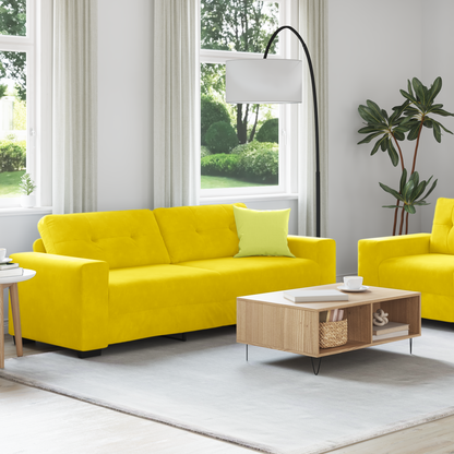 2 Personers Sofa Sæt Med Puder Gul Velour