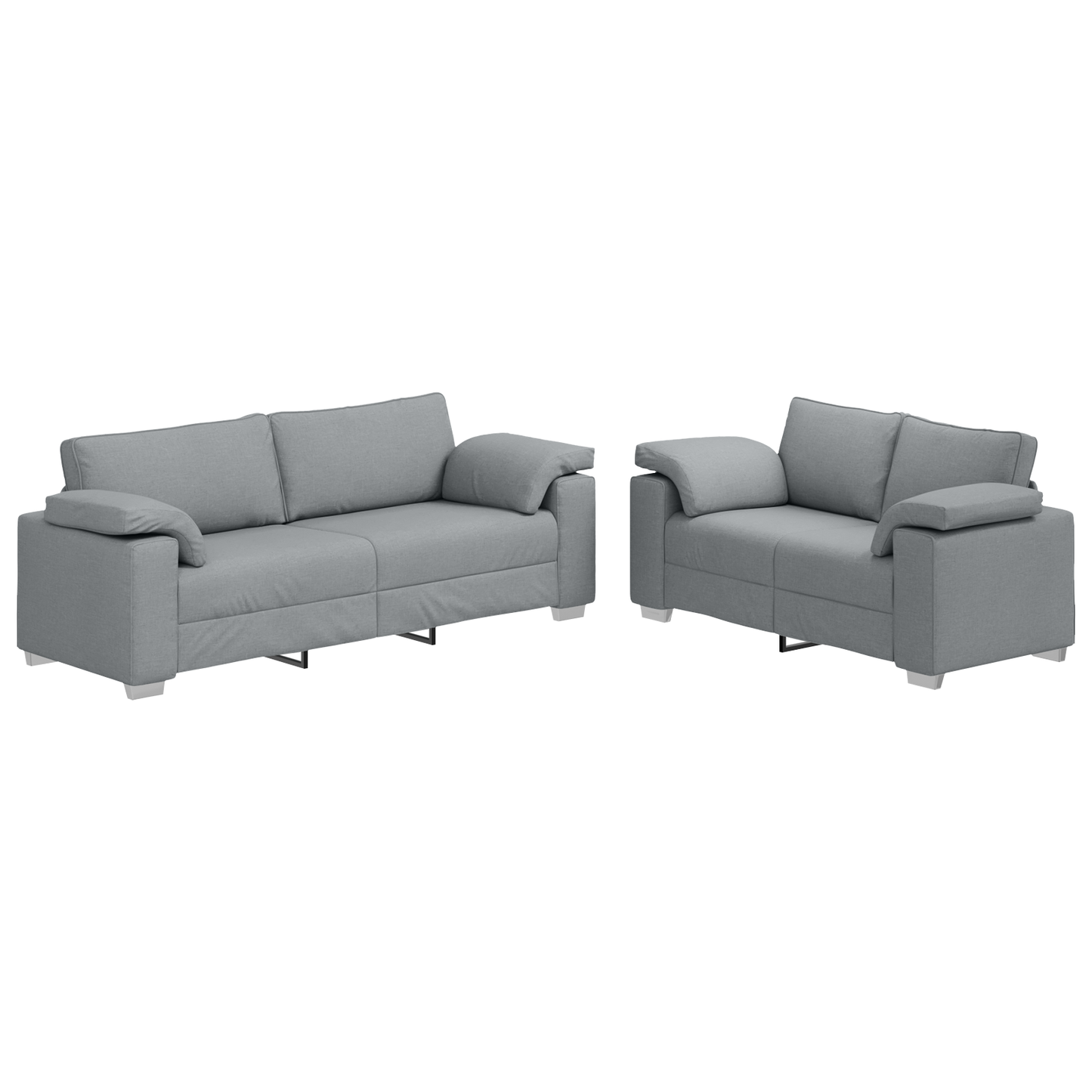 2-Delt Sofa Sæt Med Puder Lys Grå Stof