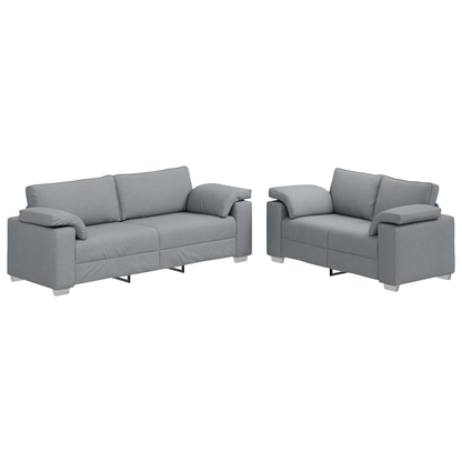 2-Delt Sofa Sæt Med Puder Lys Grå Stof