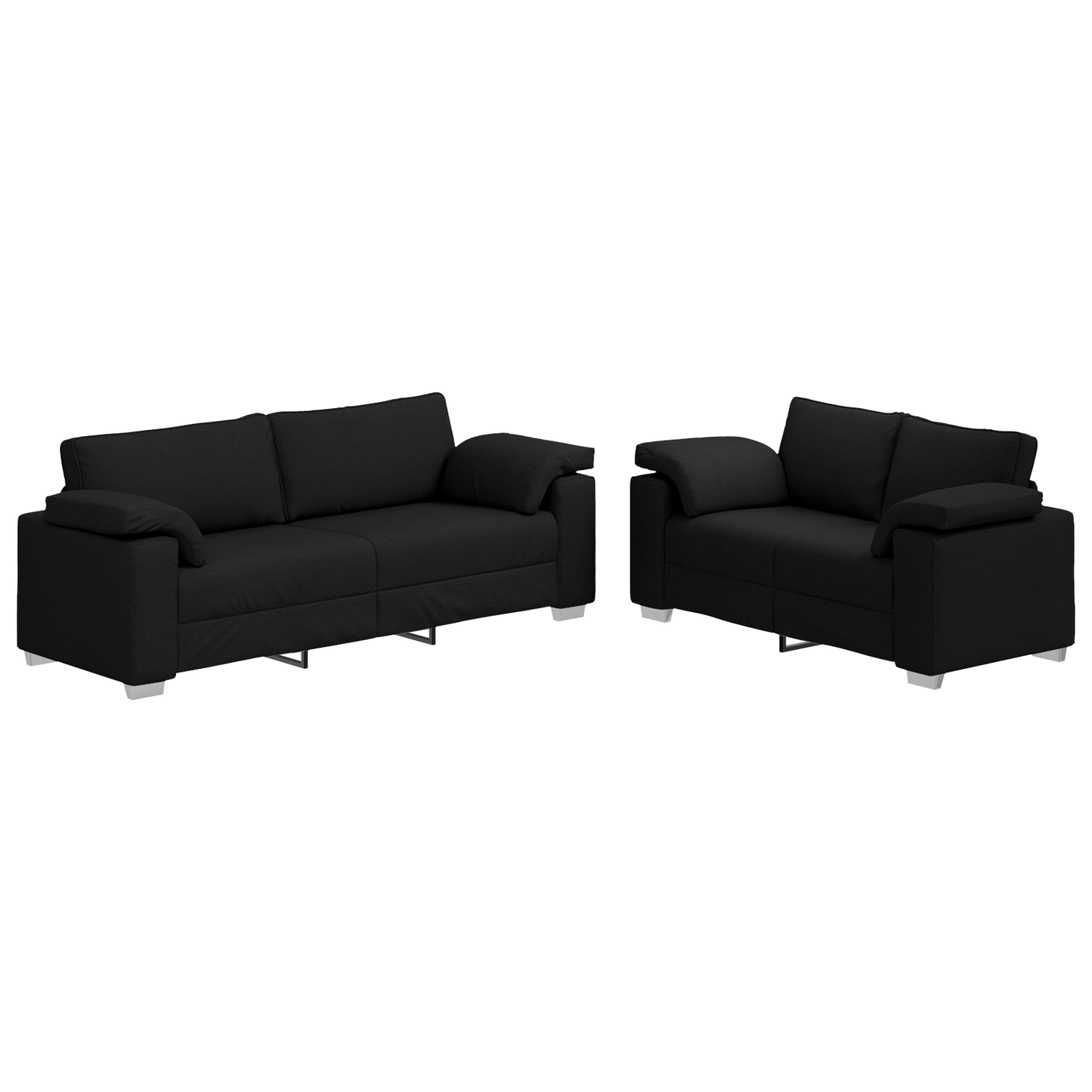 2-Delt Sofa Sæt Med Puder Sort Stof