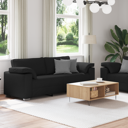 2-Delt Sofa Sæt Med Puder Sort Stof