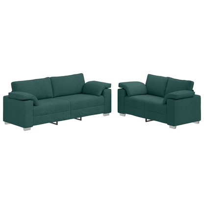2-Personers Sofa Sæt Med Puder Mørkegrøn Stof