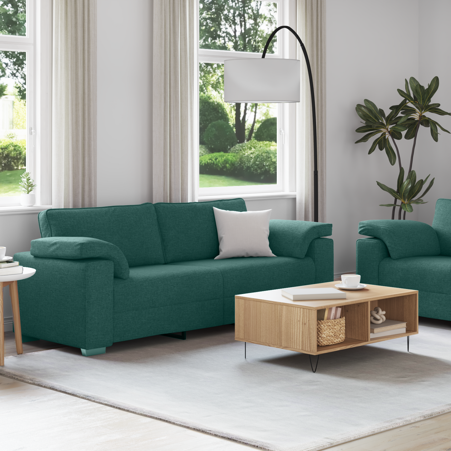 2-Personers Sofa Sæt Med Puder Mørkegrøn Stof