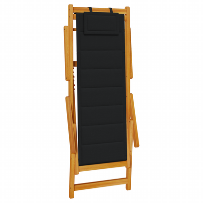 Foldable Strandstol 2 Stk Sort Massivt Akacietræ & Textilene
