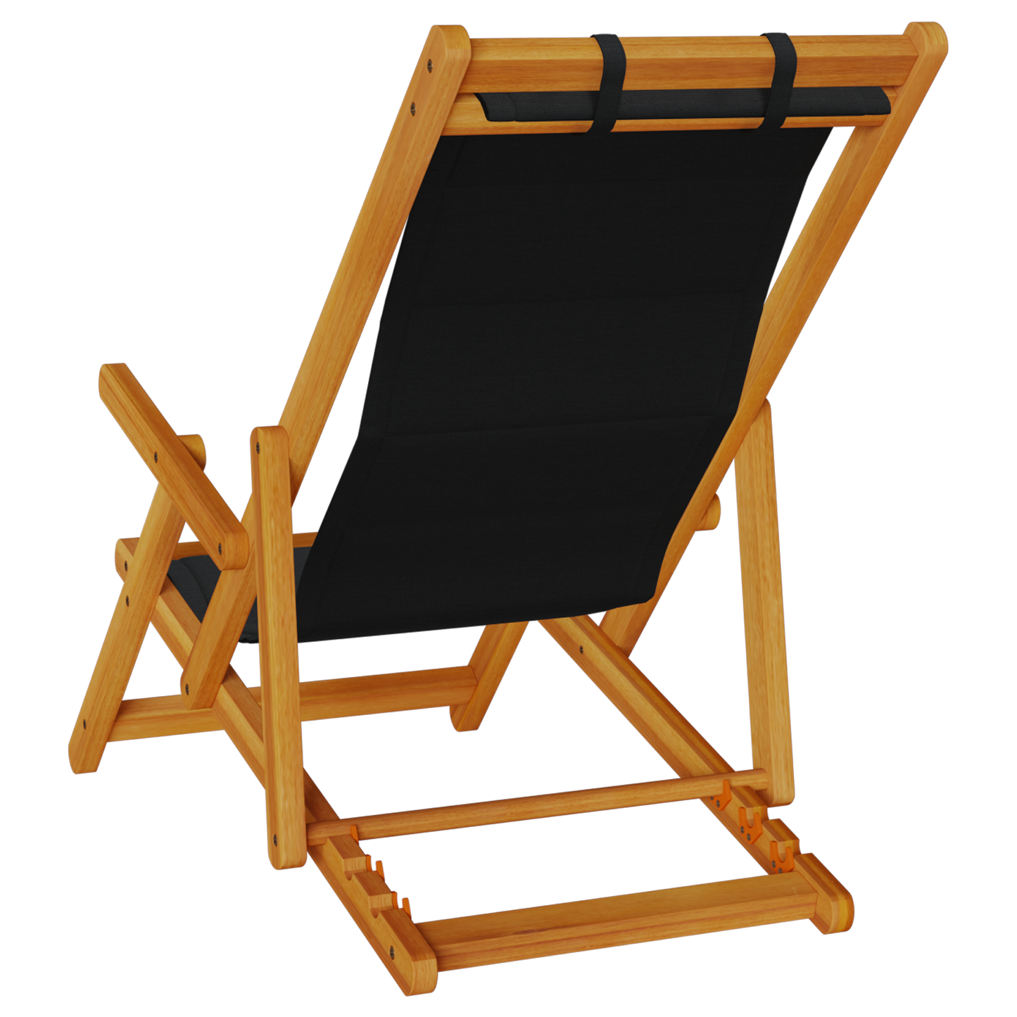 Foldable Strandstol 2 Stk Sort Massivt Akacietræ & Textilene