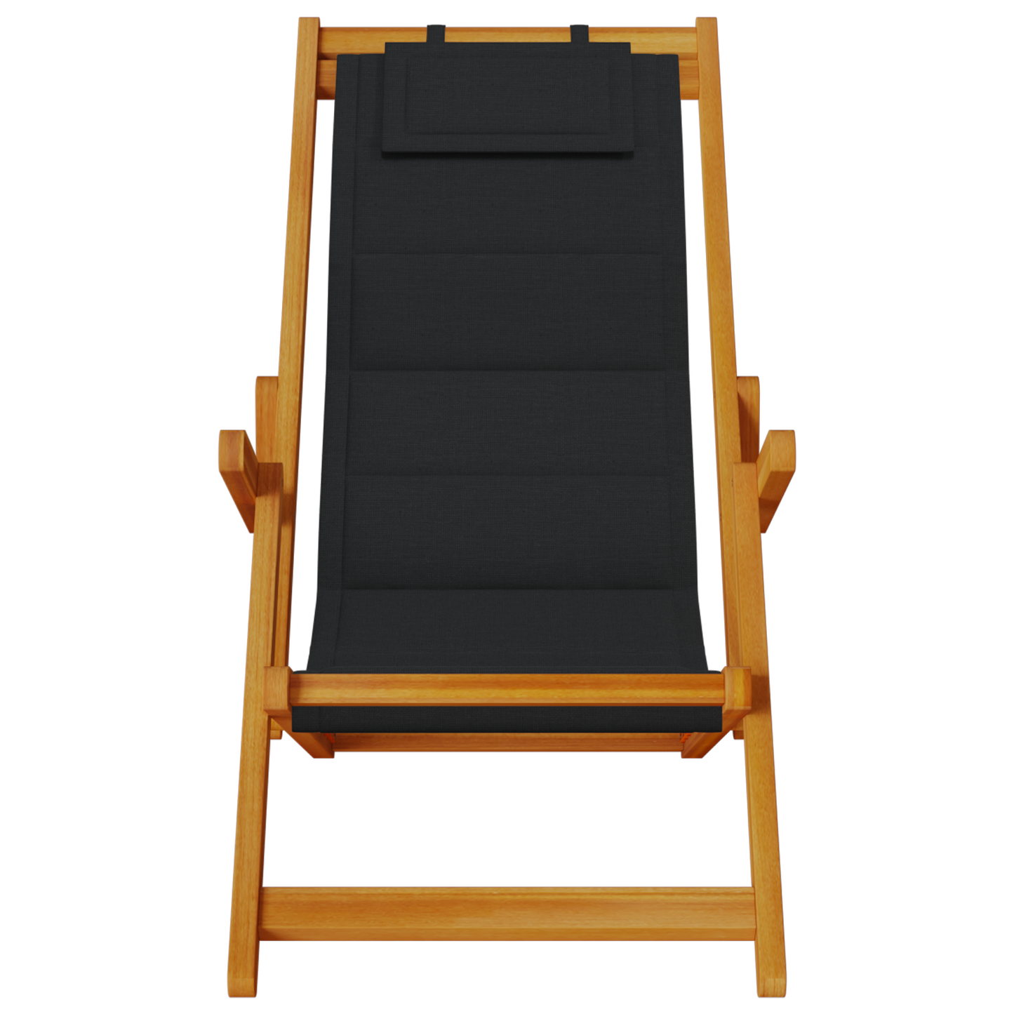 Foldable Strandstol 2 Stk Sort Massivt Akacietræ & Textilene