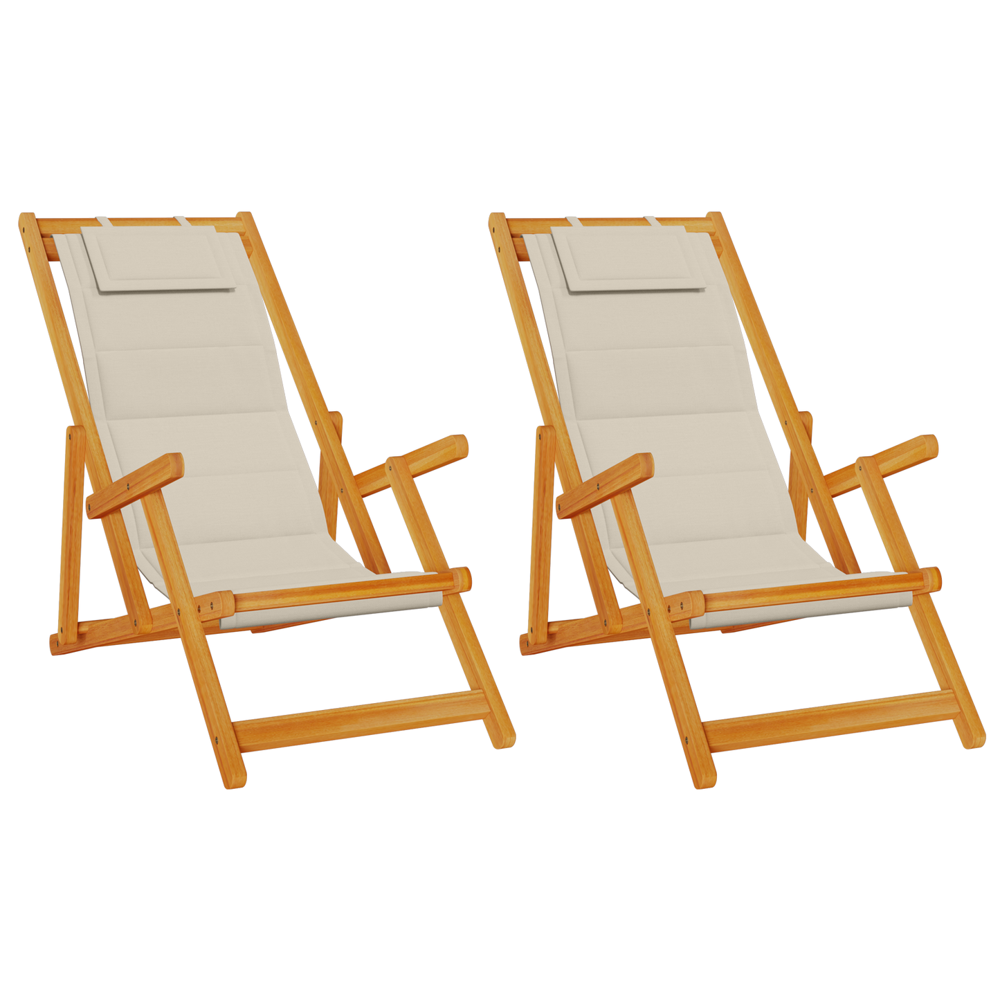 Sammenfoldelige Strandstole 2 Stk Taupe I Massivt Akacietræ & Textilene